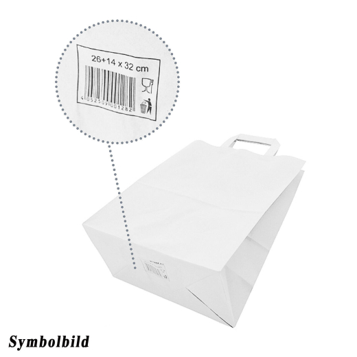 Papiertragetaschen 32 x 26 x 14 cm mit EAN-Code weiss, 50 Stk.