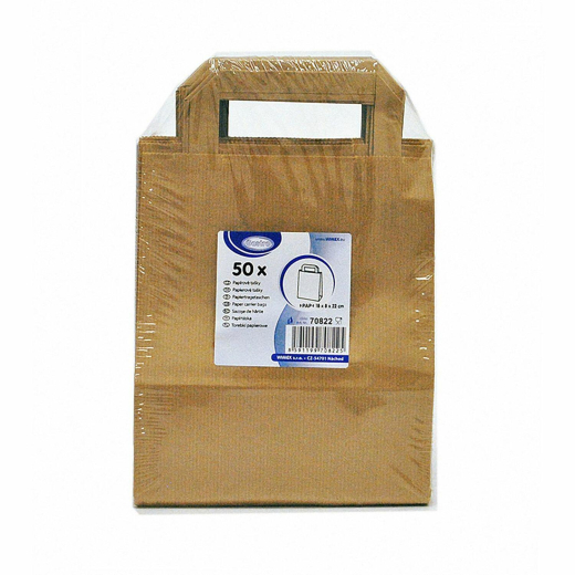 Papiertragetaschen 22 x 18 x 8 cm mit EAN-Code braun, 50 Stk.