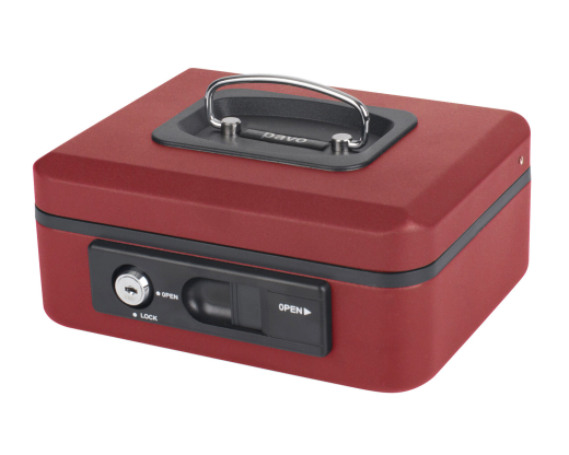 Deluxe Geldkassette mit praktischer Öffnungsfunktion 200mm, rot
