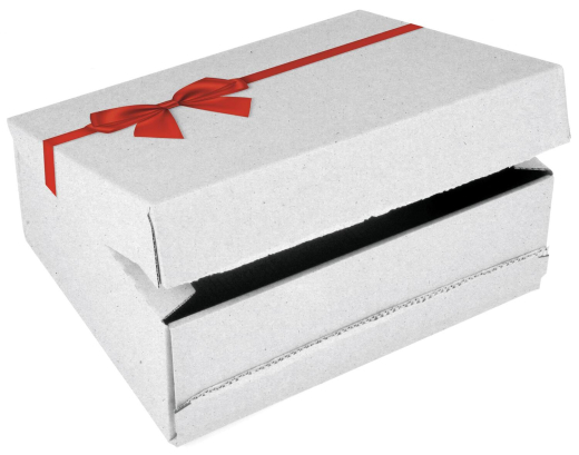 ColomPac Geschenkbox 373 x 298 x 130mm Selbstklebeverschluss & Aufreißfaden offsetbedruckt weiß