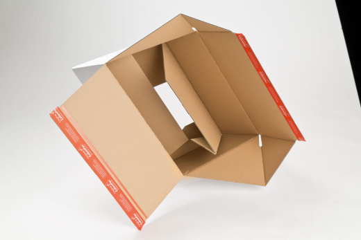 ColomPac Höhenvariabler Blitzbodenkarton 350 x 295 x 50-150mm mit Selbstklebeverschluss und Aufreißfaden, braun
