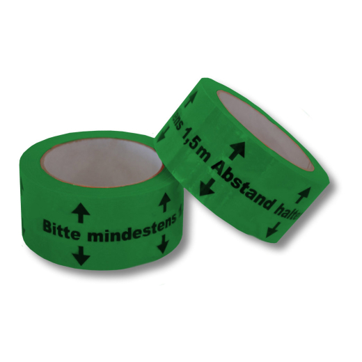 Warnklebeband 'Bitte mind. 1,5m Abstand halten' PVC NKK geräuscharm 50mm x 66m