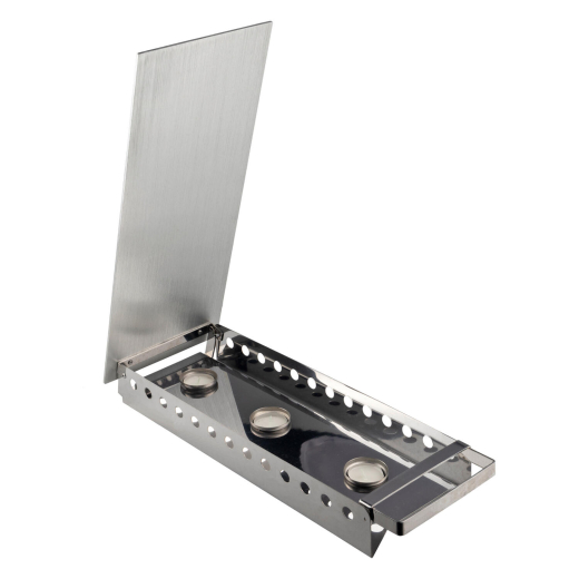 Rechaud aus Edelstahl, Speisewärmer Wärmeplatte für 3 Teelichter silber 49x18x6.5cm