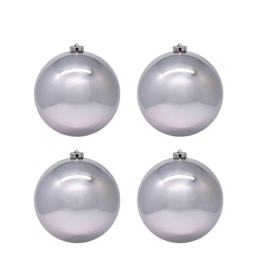 Weihnachtskugeln Christbaumkugeln aus Kunststoff silber, Ø10cm, 4 Stk.