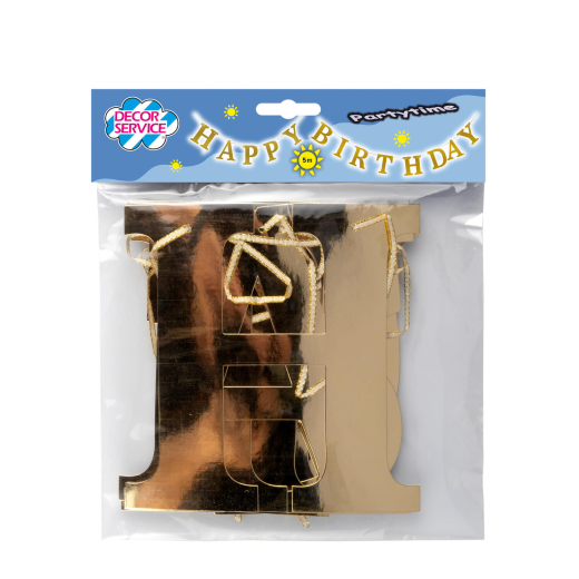 Buchstaben-Girlande 'Happy Birthday', gold, 5 m, 1 Stk.