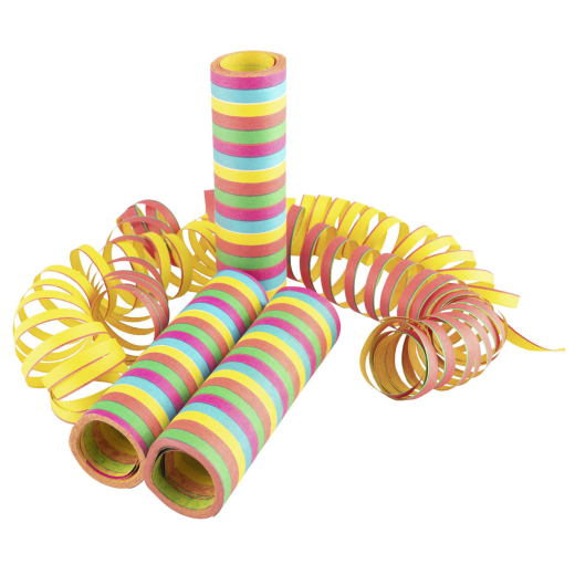 Luftschlangen aus Papier, bunt, schwer entflammbar, 4 m, 10 Rollen
