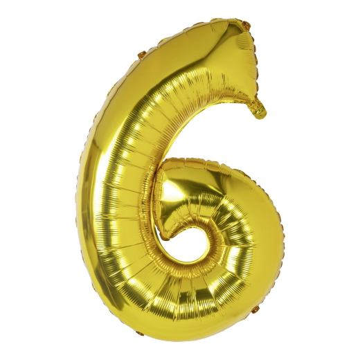 Folienballon Zahlenballon 'Zahl 6' gold ca. 109cm, 1 Stk.