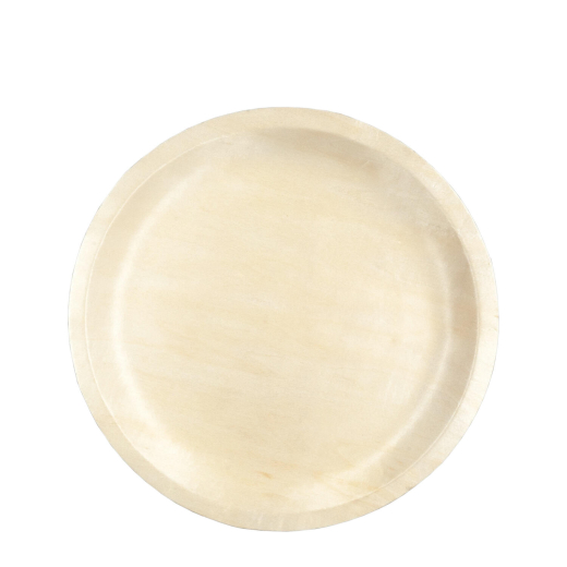 Holzteller Einwegteller aus Pappelholz rund Ø26cm, 25 Stk.