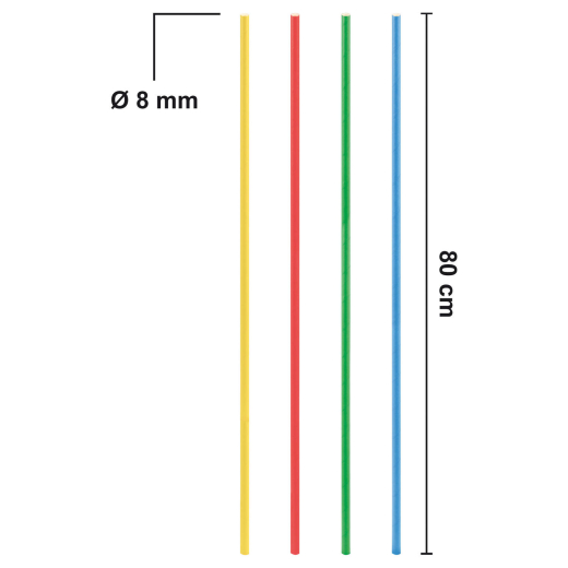 Trinkhalme aus Papier extra lang, bunt Ø8mm 80cm, 50 Stk.