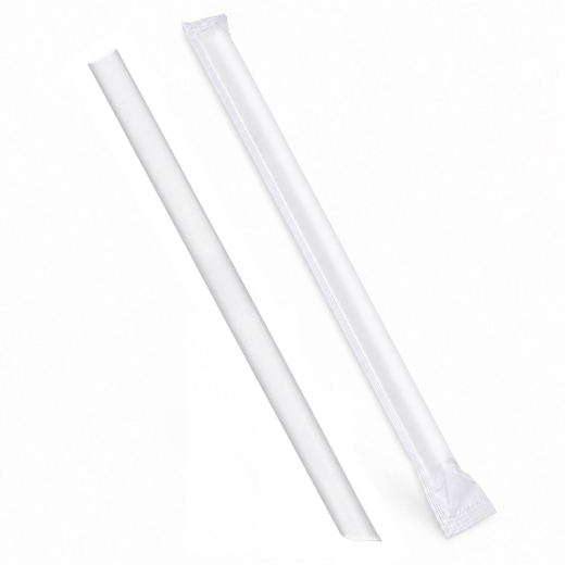 Mehrwegtrinkhalme für BUBBLE TEA JUMBO transparent, einzeln gehüllt 20cm Ø12 mm, 100 Stk.