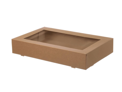 Fensterkarton Cateringkarton Geschenkkarton Transportkarton mit Sichtfenster 46 x 31 x 8 cm