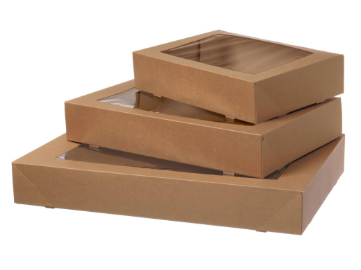 Fensterkarton Cateringkarton Geschenkkarton Transportkarton mit Sichtfenster 46 x 31 x 8 cm
