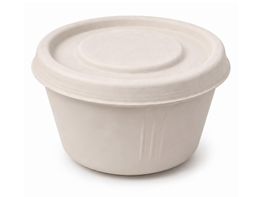 Dressingbecher Dipschale 60ml rund Ø 62 mm aus Bagasse Zuckerrohr inkl. Deckel, 50 Stk.