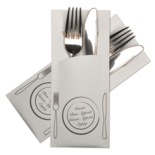Pochetto Bestecktaschen 200x85mm Aufdruck 'Guten Appetit' , 520 Stk.