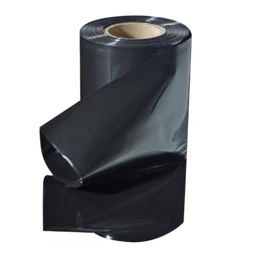 Schlauchfolie 450mm breit, 100my, opak - blickdicht, schwarz, 250 lfm.