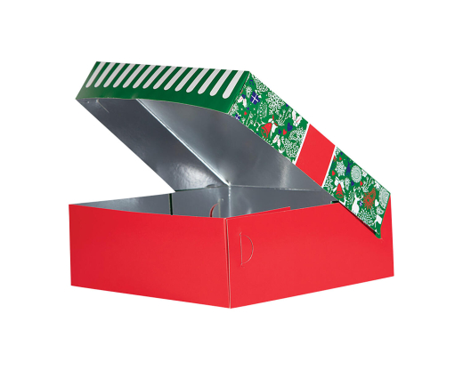 Keksbox Gebäckkarton mit Alubeschichtung 'Weihnachten' 220 x 220 x 80mm, 95 Stk.