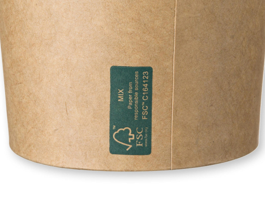 Eisbecher Feinkostbecher aus Pappe Kraftpapier FSC® rund 350ml braun mit Deckel, 50 Stk.