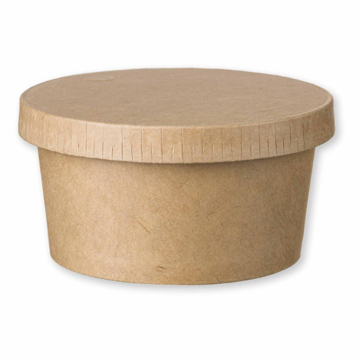 Eisbecher Feinkostbecher aus Kraftpapier FSC® rund 140ml braun mit Deckel, 50 Stk.