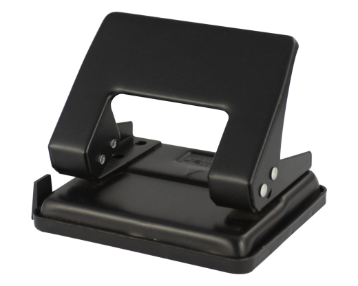 PAVO Premium Bürolocher mit Anschlagschiene für 20 Blatt Metallgehäuse, schwarz