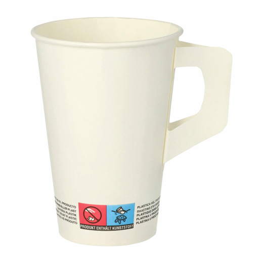 Henkelbecher Kaffeebecher weiß, Pappe beschichtet, 200 ml, 80 Stk.