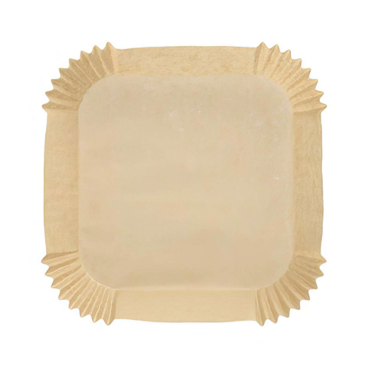 Backpapierzuschnitte für Heißluftfritteusen Mikrowelle Backofen 16 x 16 x 4,5cm braun, 100 Stk.