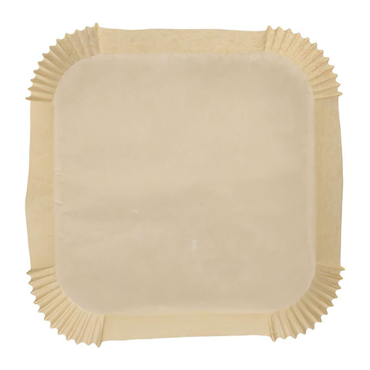 Backpapierzuschnitte für Heißluftfritteusen Mikrowelle Backofen 23 x 23 x 4,5cm braun, 100 Stk.
