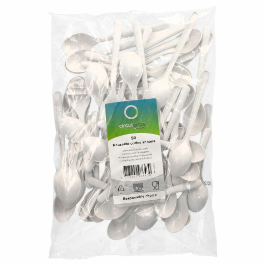 Kaffeelöffel Mehrweg 130mm aus PP extra stabil weiss, 50 Stk.