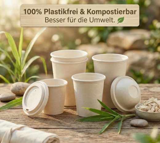 Domdeckel für Heißgetränke aus Zuckerrohr 'pure' Ø 90mm, 50 Stk.