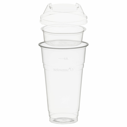 Trinkbecher 500ml + Domdeckel stapelbar + Einsatzbecher Ø 96mm (PLA) 50 Stk.