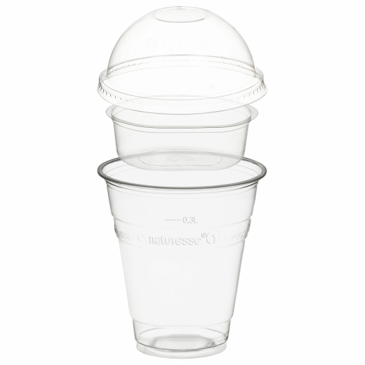 Trinkbecher 300ml + Domdeckel ohne Loch + Einsatzbecher Ø 96mm (PLA) 50 Stk.