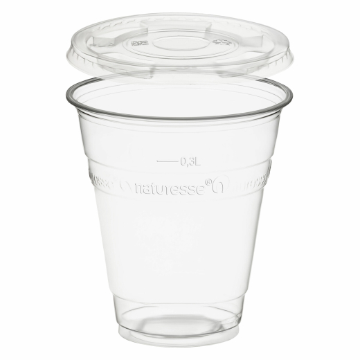 Trinkbecher 300ml + Deckel ohne Loch aus PLA 50 Stk.