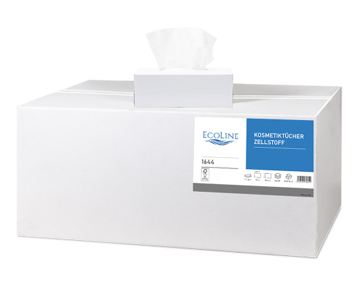 Ecoline Kosmetiktücher 100% Zellstoff 2-lagig, 35 Boxen je 100 Stk. = 3500 Stk.