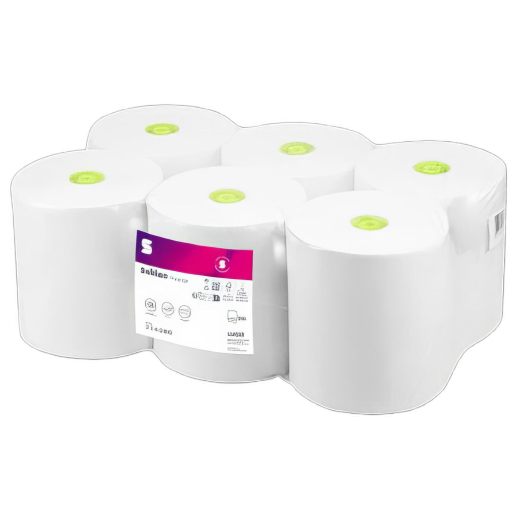 Satino Prestige Rollenhandtuch, System SYS1, 2-lagig, 20,5cm x 220m, 6 Rollen á 880 Abrisse, weiß