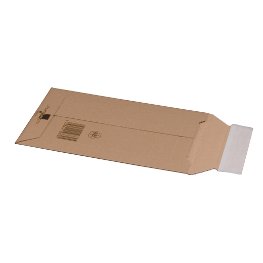 Wellpappe Versandtaschen 150x250mm bis 50mm Höhe Selbstklebeverschluss Aufreißfaden für DVD braun
