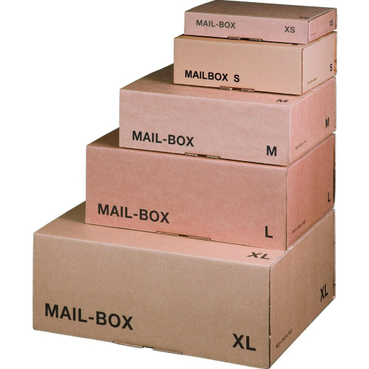 Versandkarton 244x145x43mm MAILBOX XS mit Steckverschluss wiederverschließbar für Maxibrief braun