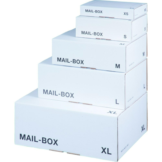 Versandkarton 460x333x174mm MAILBOX XL mit Steckverschluss wiederverschließbar weiß