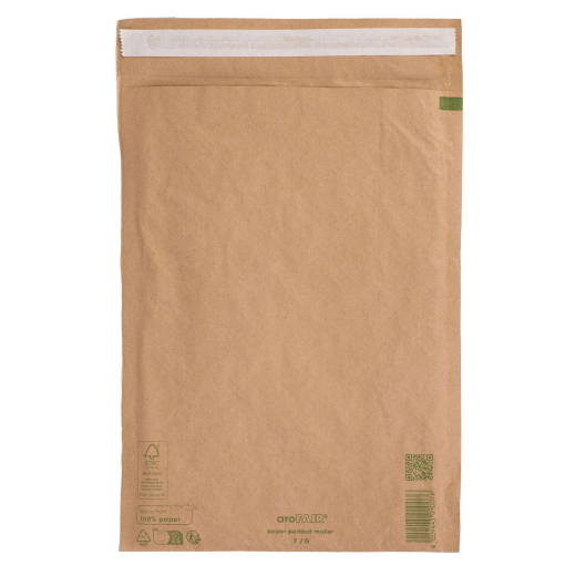 AROFAIR Papierpolstertaschen 250x350+50mm 100% Recycling, Ersatz für Luftpolstertaschen