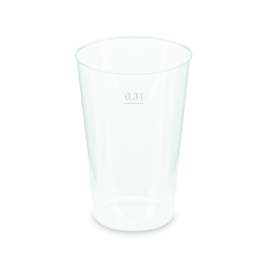 Mehrwegbecher Pfandbecher transparent PP Eichstrich 0,3 l Ø 7,9 cm, 25 Stk.