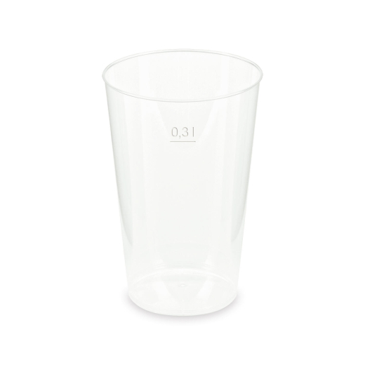 Mehrwegbecher Pfandbecher transparent stabil+ PP 0,3L Eichstrich Ø 80mm, 15 Stk.