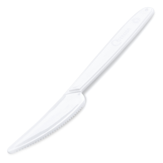 Mehrweg Messer 18,5 cm weiß wiederverwendbar 125 Waschzyklen PP, 50 Stk.