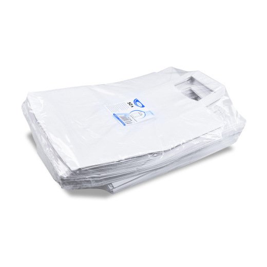 Papiertragetaschen 32 x 26 x 14 cm mit EAN-Code weiss, 50 Stk.