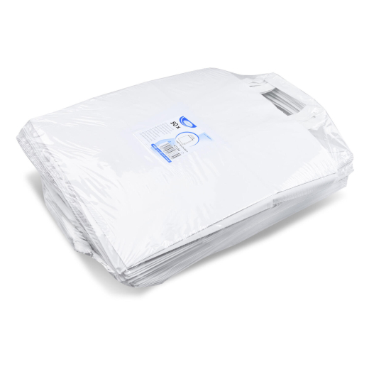 Papiertragetaschen 33 x 32 x 21 cm mit EAN-Code weiss, 50 Stk.