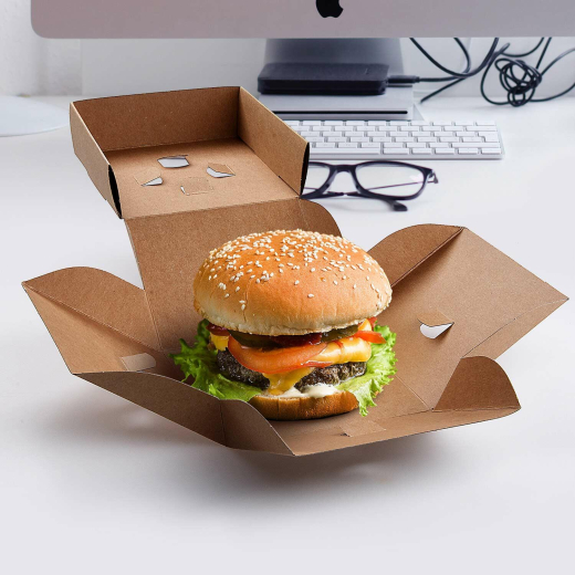 Burgerboxen kraft braun mit Fettbarriere 12x12x10cm, 100 Stk.