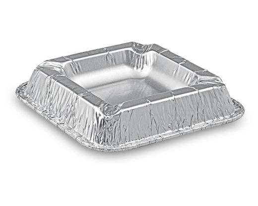 Alu Aschenbecher aus kräftigem Aluminium, eckig, 12,6 x 12,6 x 2,2 cm, 100 Stk.