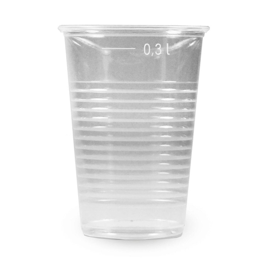 Trinkbecher transparent klar mit Eichstrich 0,3 l, 300 ml, PP, 10 Stk.