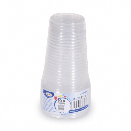 Trinkbecher transparent klar mit Eichstrich 0,3 l, 300 ml, PP, 10 Stk.