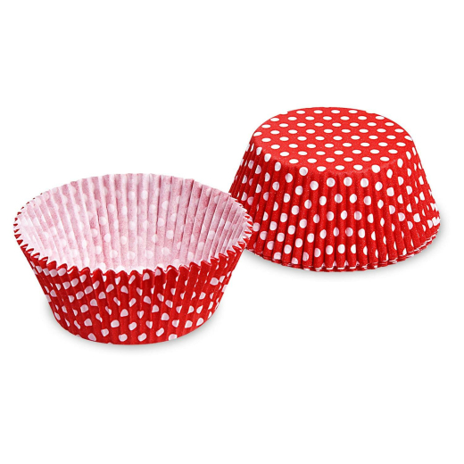 Muffinkapseln Gebäckkapseln Rot mit weißen Punkten Ø 50 x 30 mm, 40 Stk.