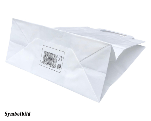 Papiertragetaschen 22 x 18 x 8 cm mit EAN-Code weiß, 250 Stk.