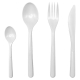 Mehrweg-Besteckset aus PP, bestehend aus Gabel, Messer, Löffel und Kaffeelöffel, weiß, 10 Sets