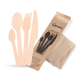 Bestecksets aus Holz 5-teilig Gabel Messer Löffel Kaffeelöffel Serviette hygienisch verpackt, 50 Sets
